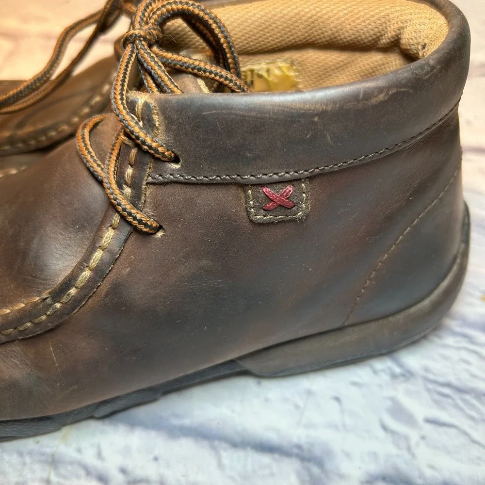 Twisted X Men's Work Steel Toe Chukka Driving Moc Boots 8.5 M Brown Leather